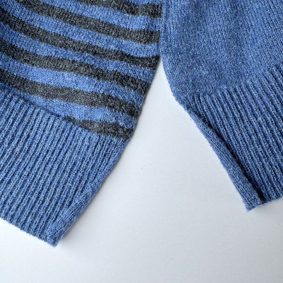 Indigenous Sweater Womens Small Blue Black Organic Cotton Striped Full Zip Peru - Picture 8 of 12